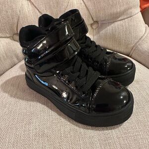 Alexandra Black Hip Hop Boot Dance Leather High-Top Sneakers
